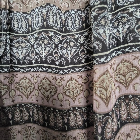 Size M Women's St. John's Bay lined Relaxed Stylish Blouse boho blouse brown - Picture 5 of 6